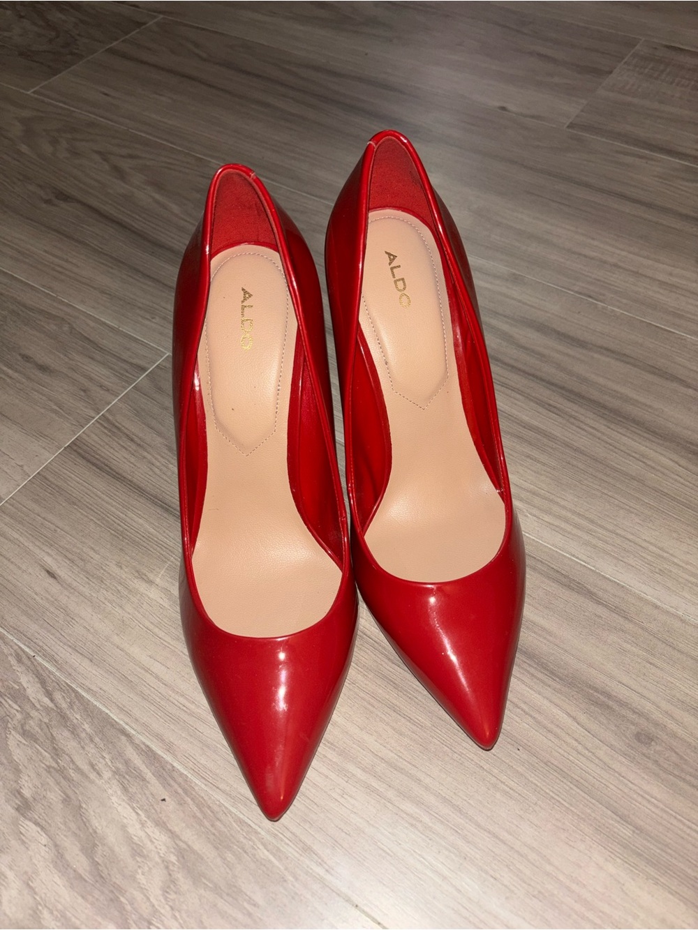 Aldo Red Patent Pointed-Toe Stiletto Heels